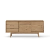 Komoda z litego drewna 160 × 70 × 45 cm – 3 szuflady i przesuwne fronty
